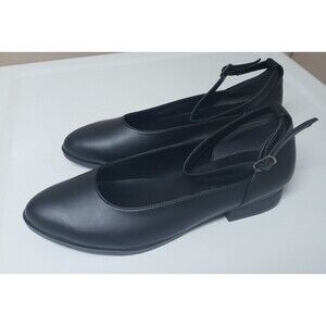 Women’s Mask Butik Handmade Genuine Black Leather Ankle Strap Shoes Size 38 NWOB